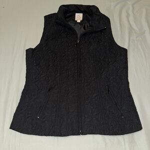 DB Established 1962 Women's Black Quilted Patten Zip Up Vest Size Medium
